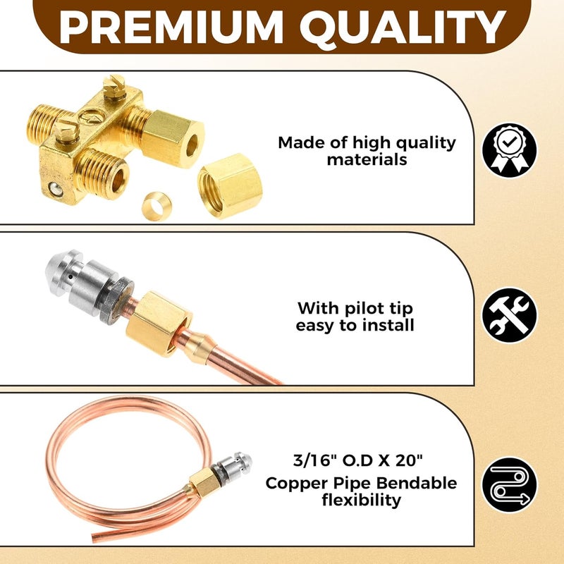 DRELD Pilot Tube 3/16" O.D X 20" Copper Pipe Bendable Range Oven Pilot Burner with 2065641 Pilot Valve, for Commercial Gas Range, Hotel, Kitchen Gas Equipment - Image 3